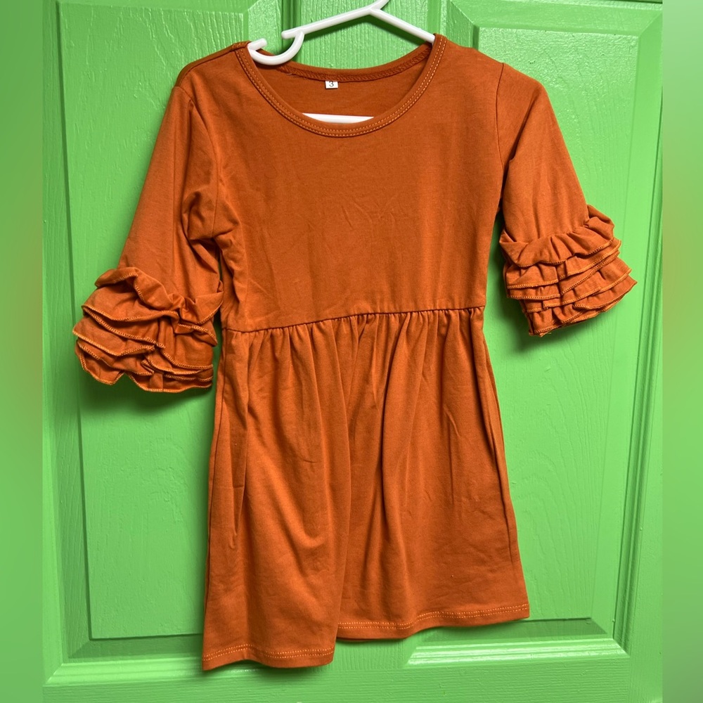 Toddler girls ruffle sleeve tunic dress